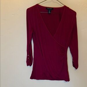 White House Black Market Red Wrap Blouse